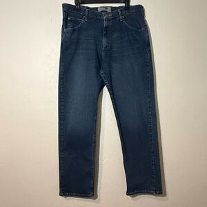 Wrangler Authentics- Dark Wash Straight Relaxed Fit- Slight Stretch Jeans 34x32